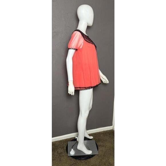 1960's Emilio Pucci Sheer Coral Babydoll Nightie + Brief Set size S/M - Picture 3 of 10